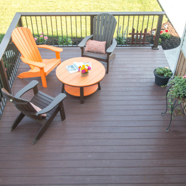 Brown vinyl deck with railing