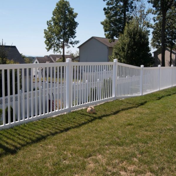 White vinyl picket fencing