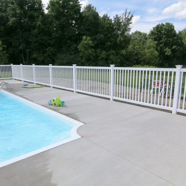 White vinyl pool fencing