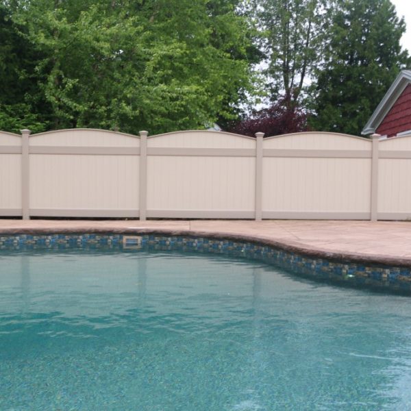 Custom Vinyl Pool Fence in Tan