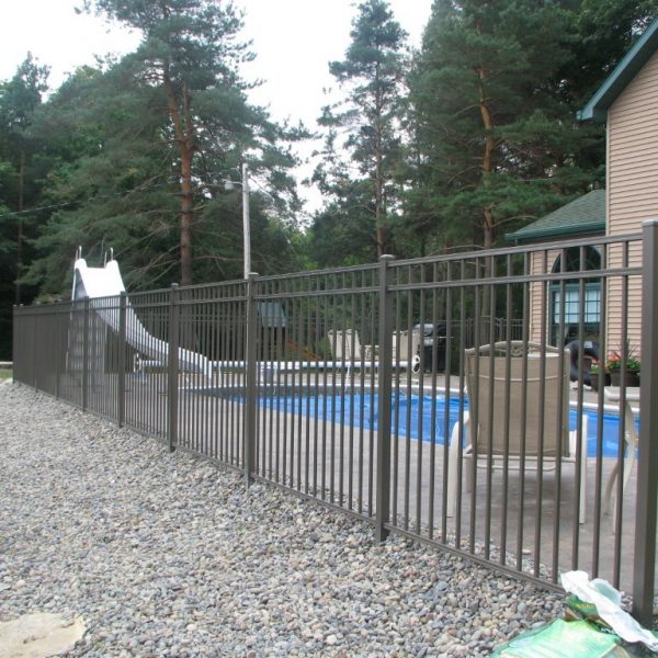 Yard with Brown Aluminum Regis Fence