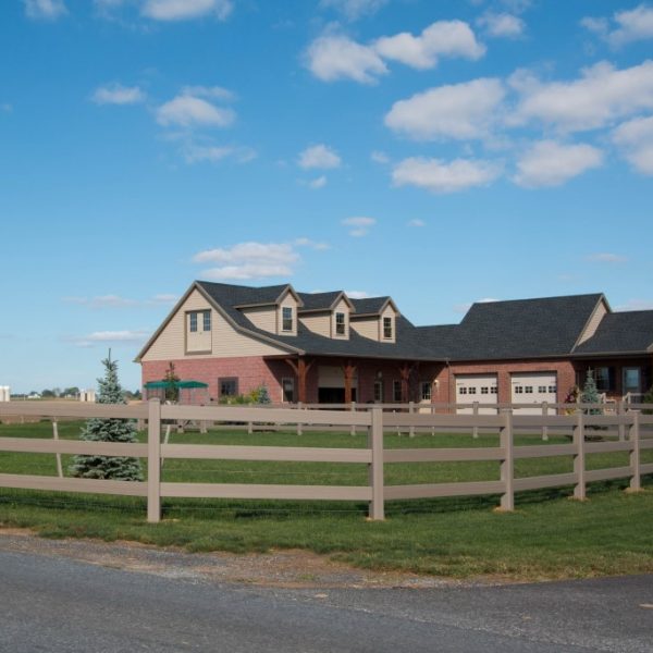 Vinyl 3-Rail Horse Fencing in Brown