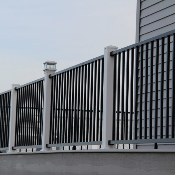 Westbury Tuscany Brown Aluminum Railing with White Posts