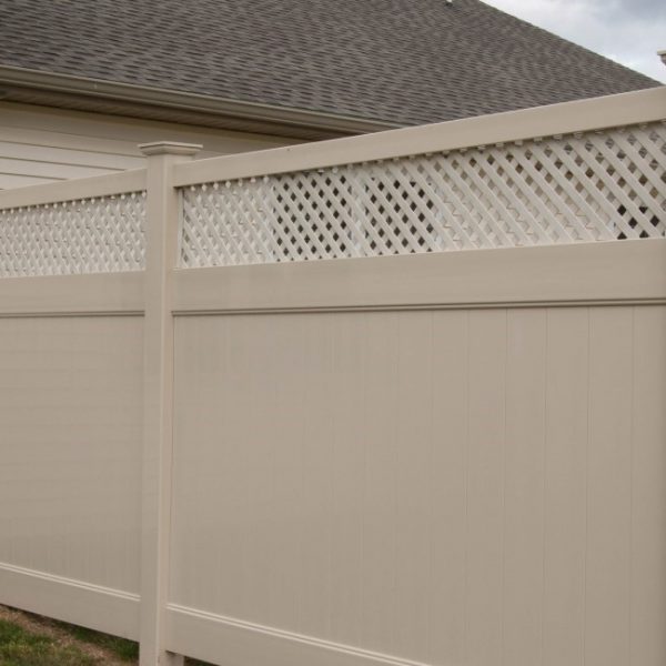 Tan Fulton Privacy Fence with Lattice Top