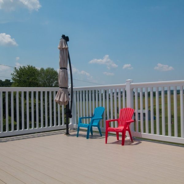 Open deck with tan rails