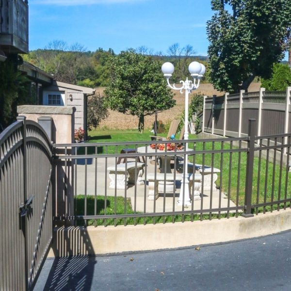 Brown Aluminum Regis Driveway Fence with Gate