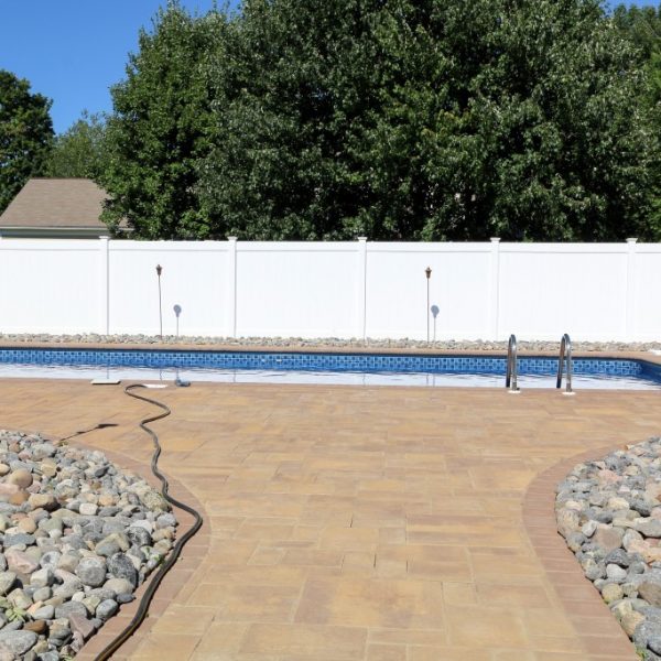 White Vinyl Privacy Fence for Pool