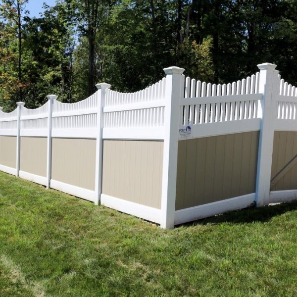 Tan Vinyl Fencing with Franklin Concave Top