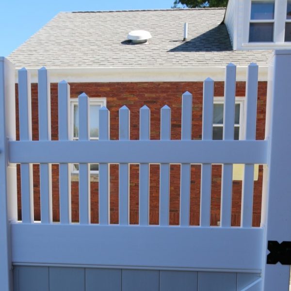 White Franklin Concave Top on Fence Gate