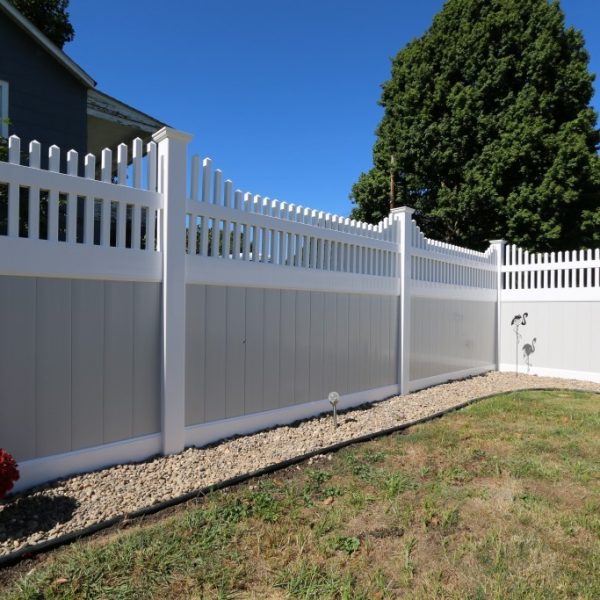 Franklin Step Top Vinyl Fencing in Tan