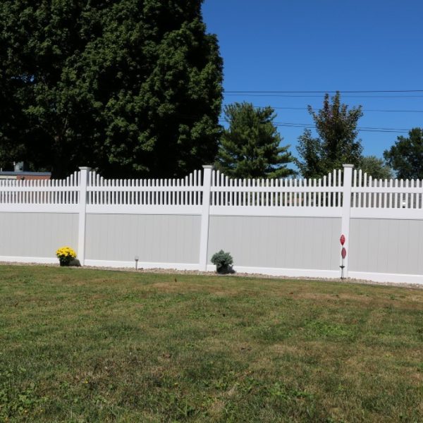 Franklin Step Top on Tan Vinyl Fencing