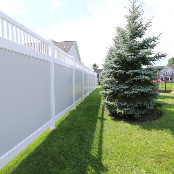 Tan Fulton Privacy Fence with Vinyl Spindle Top