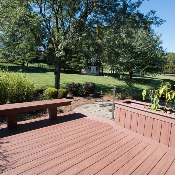 Brown Vinyl Decking With Built-in Garden Bed