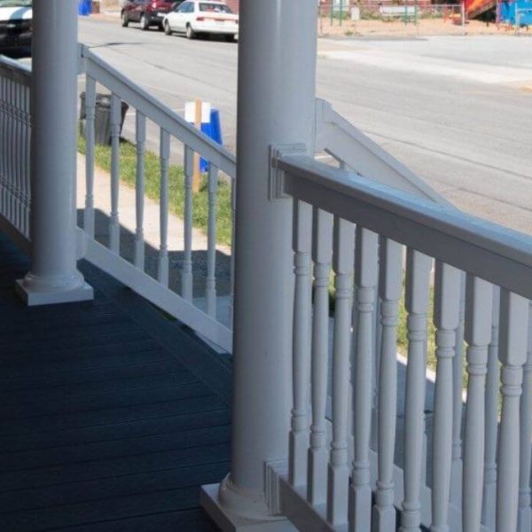 Porch with white vinyl railing