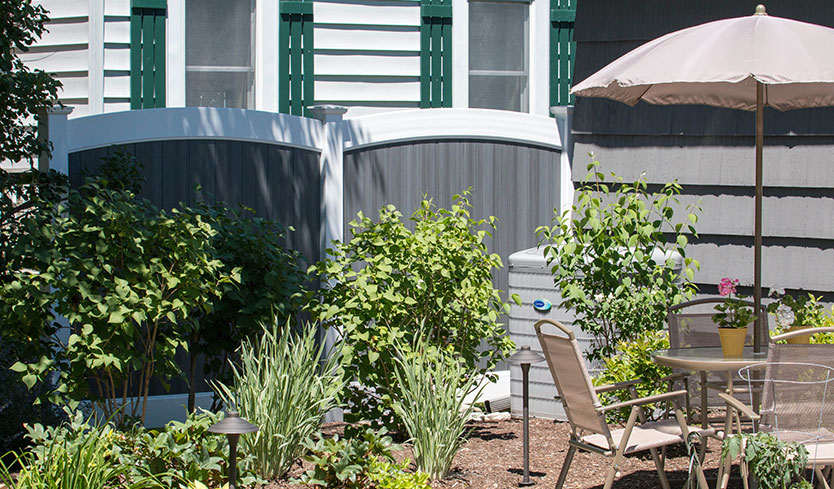 slate and white vinyl fences