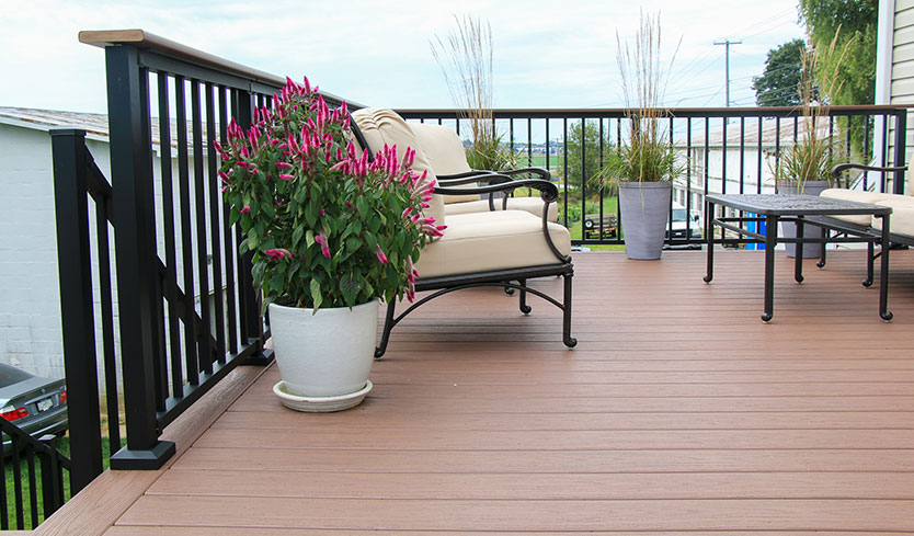 deck updated with flower planters